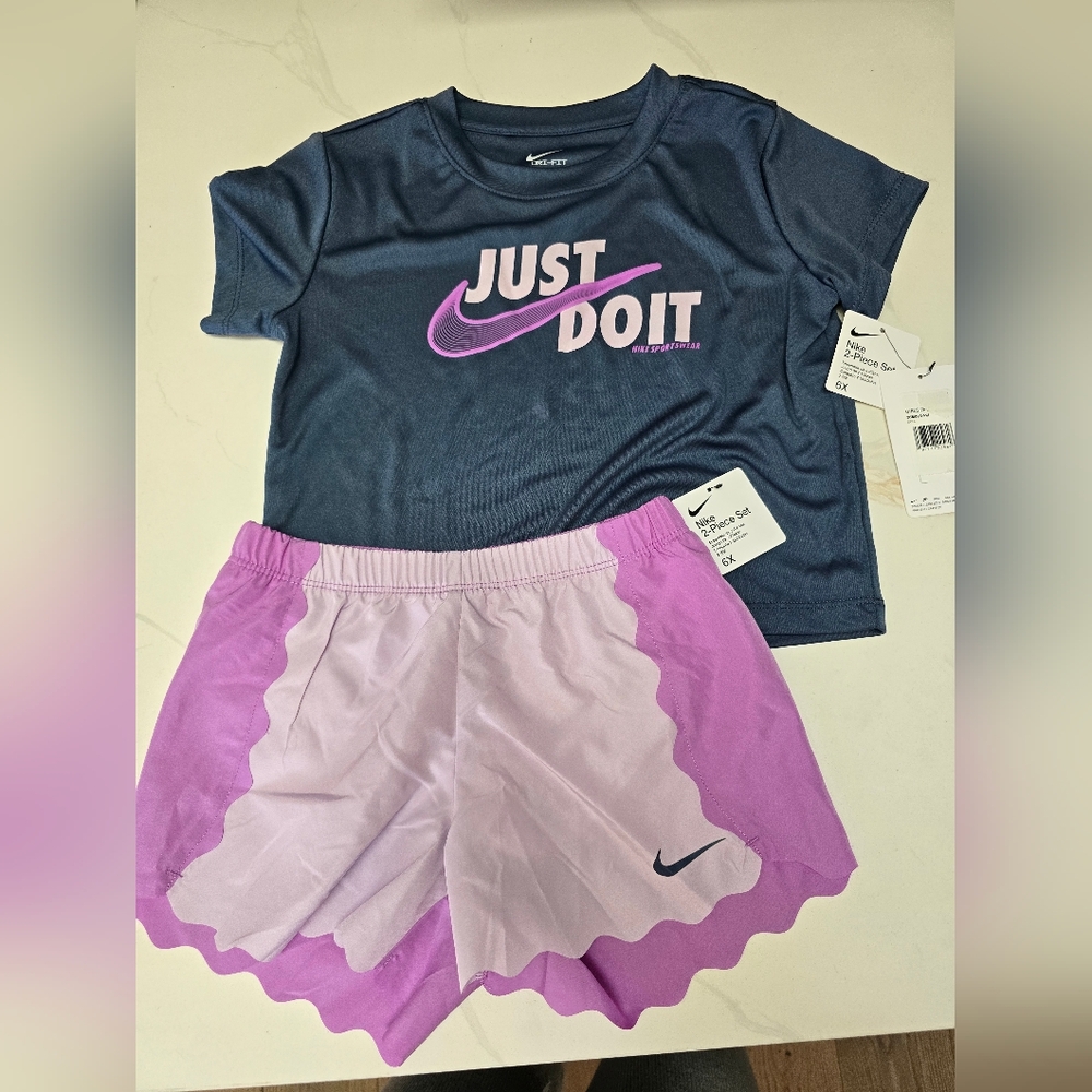 New Nike Kids' Blue and Purple Matching Set Sz 6X